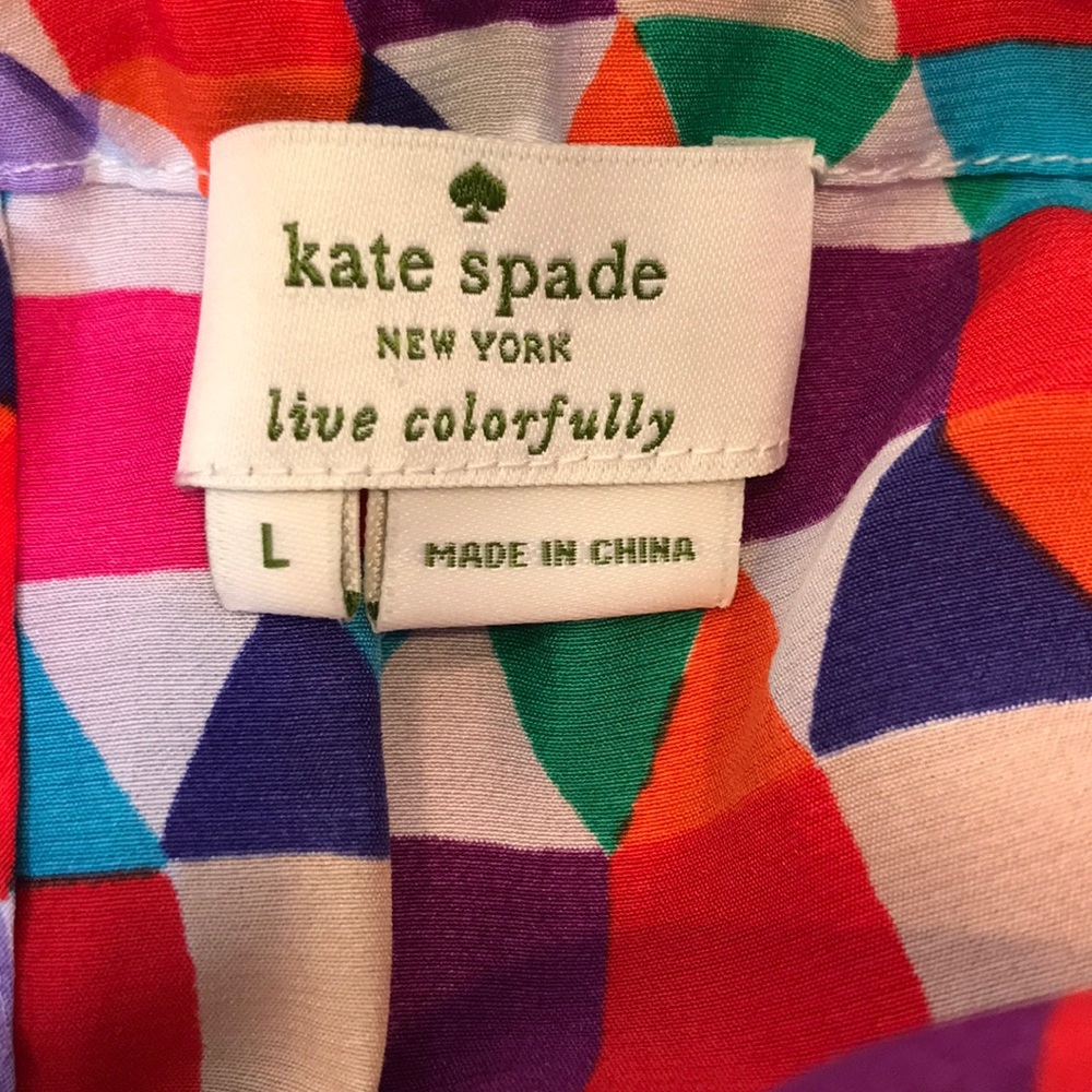 K A T E S P A D E : “Selena” Geometric Silk Top - image 8